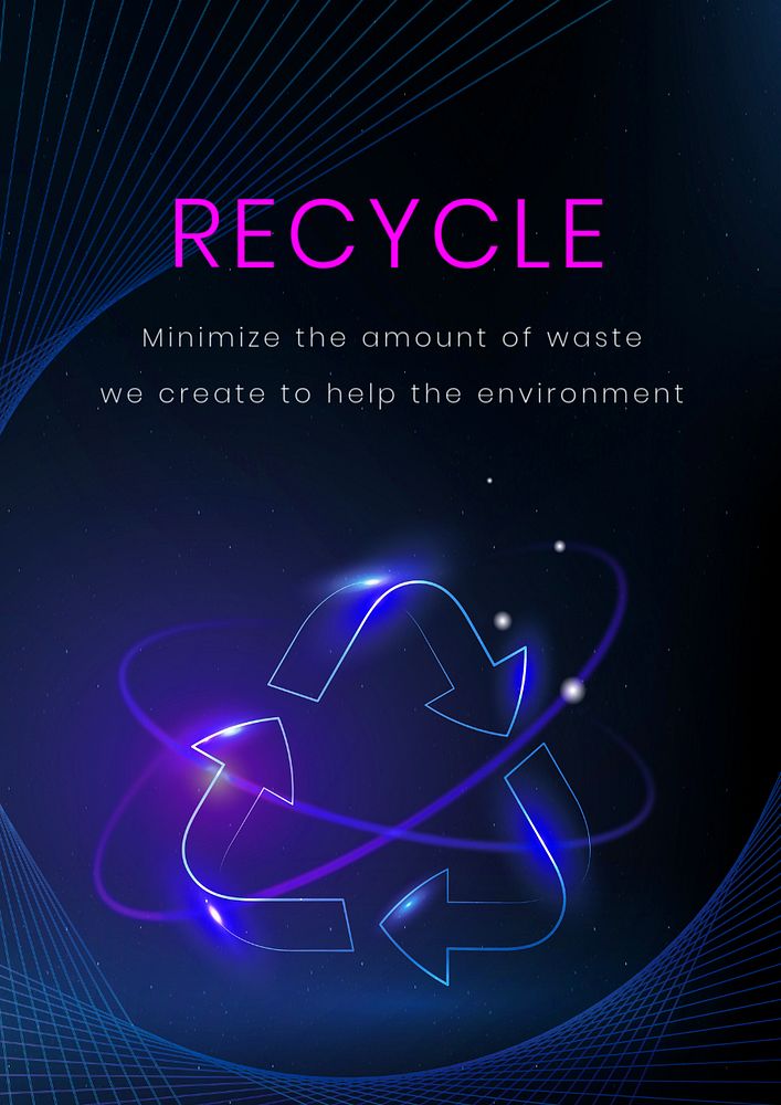 Zero waste poster template, editable neon design