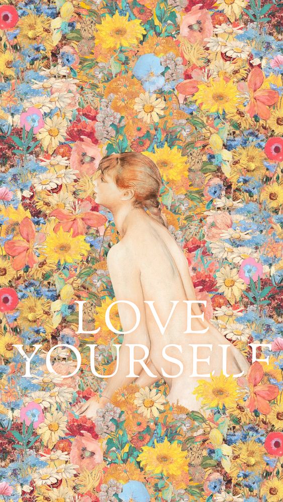 Love yourself mobile wallpaper template, editable design