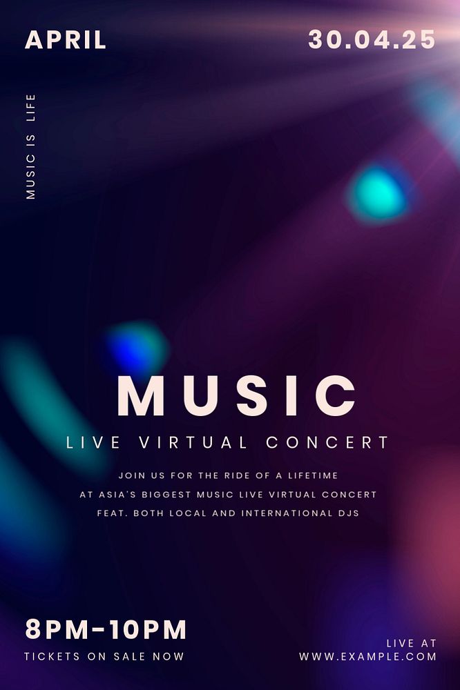 Virtual concert Pinterest pin template, editable design