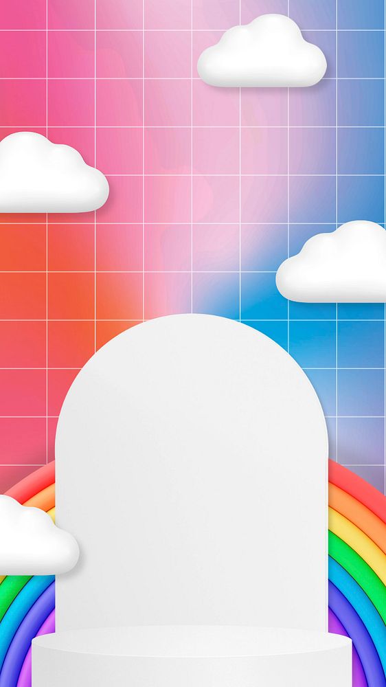 Rainbow product backdrop iPhone wallpaper, colorful 3D editable design