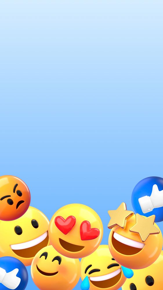 Cute emoticons border mobile wallpaper, 3D rendering, editable design