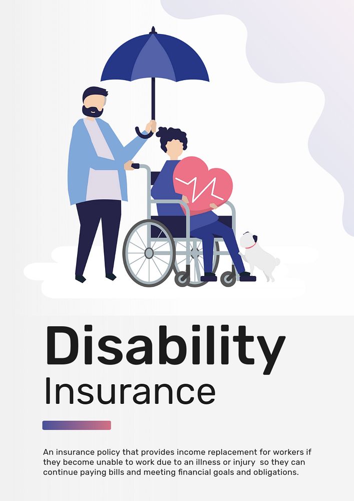 Disability insurance poster template, editable text & flat graphic