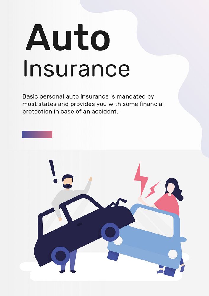 Auto insurance poster template, editable text & flat graphic