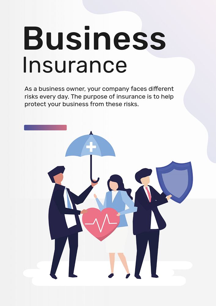 Business insurance poster template, editable text & flat graphic