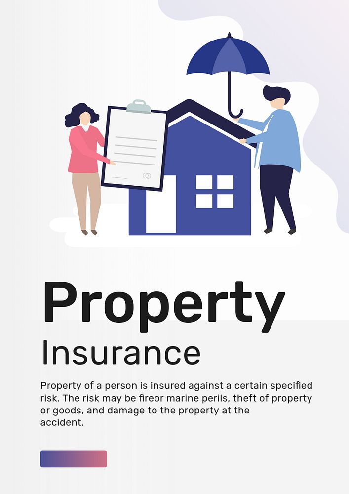 Property insurance poster template, editable text & flat graphic