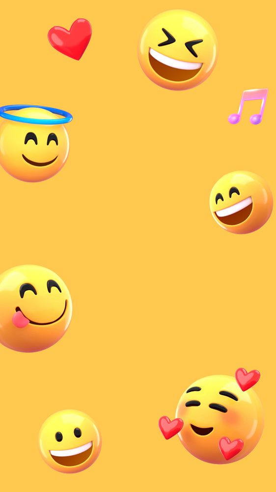 3D emoticons iPhone wallpaper, yellow , editable design