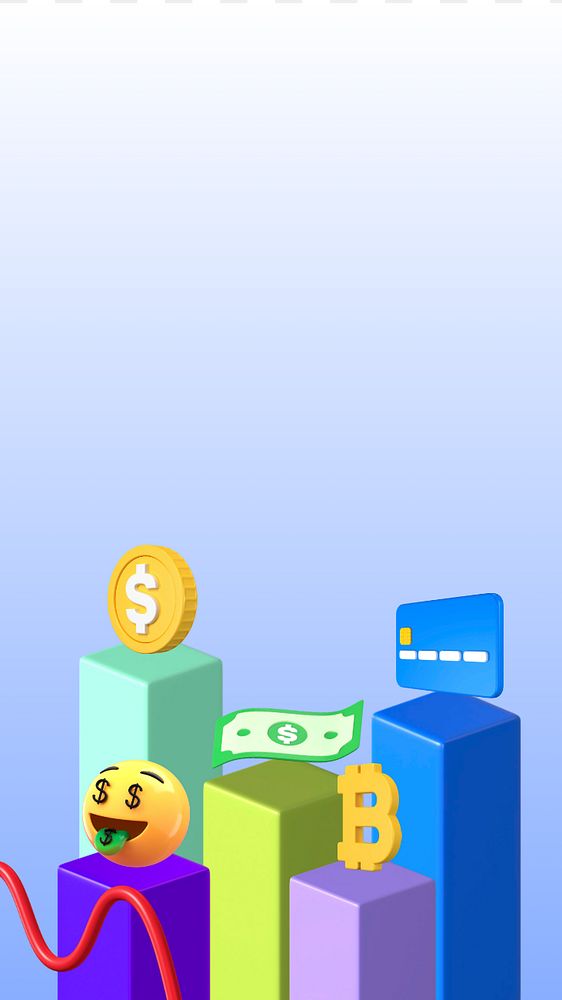 Business success emoticons phone wallpaper, 3D blue background, editable design