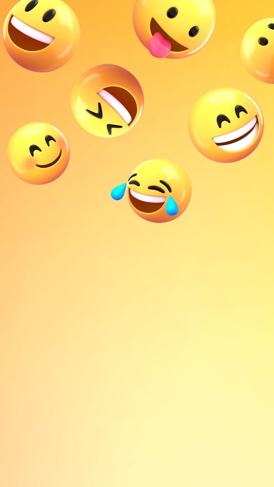 3D emoticons iPhone wallpaper, yellow, editable design