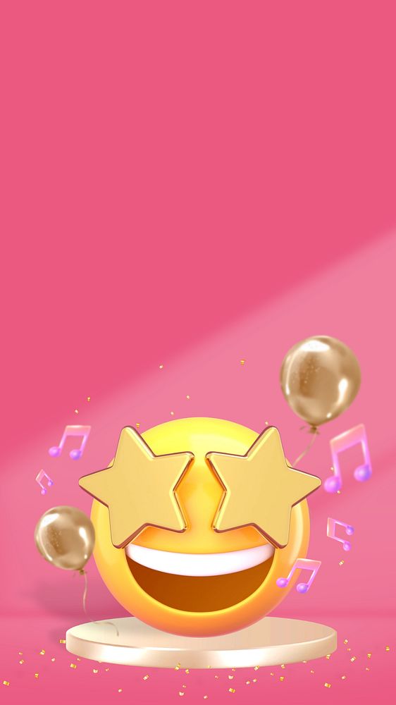 3D party emoticon iPhone wallpaper, editable celebration illustration