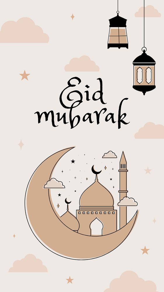 Eid mubarak Instagram story template, editable design for social media