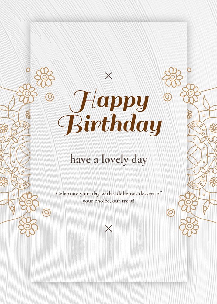 Indian mandala birthday card template, editable textured off-white design