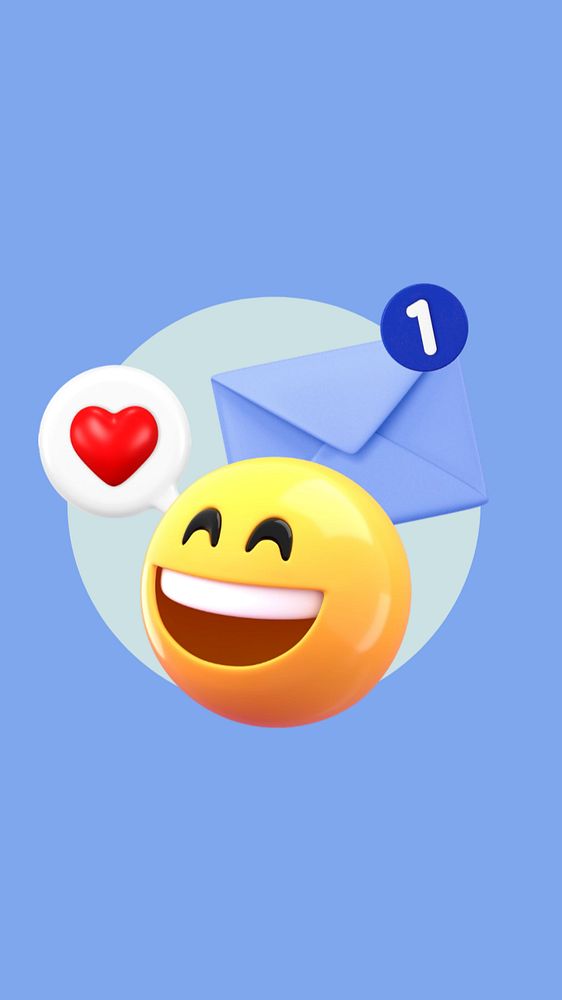 Mail notification iPhone wallpaper, 3D emoticon illustration