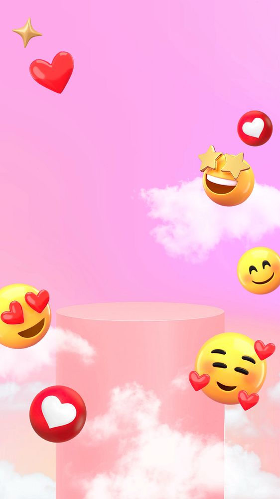 Emoticon product backdrop mobile wallpaper, pink 3D design