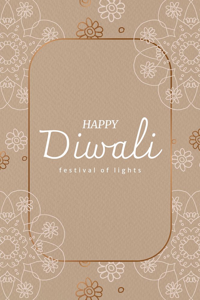 Happy Diwali Pinterest pin template, editable colorful mandala pattern design