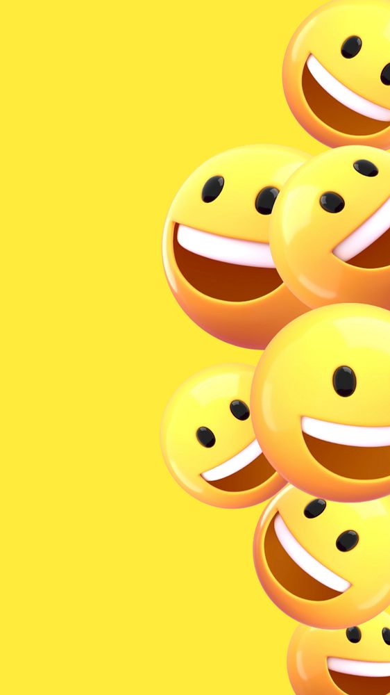 3D emoticons iPhone wallpaper, yellow, editable design