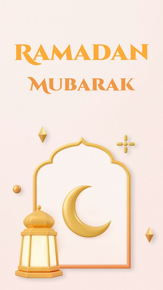 Ramadan mubarak Instagram story template, 3D editable design