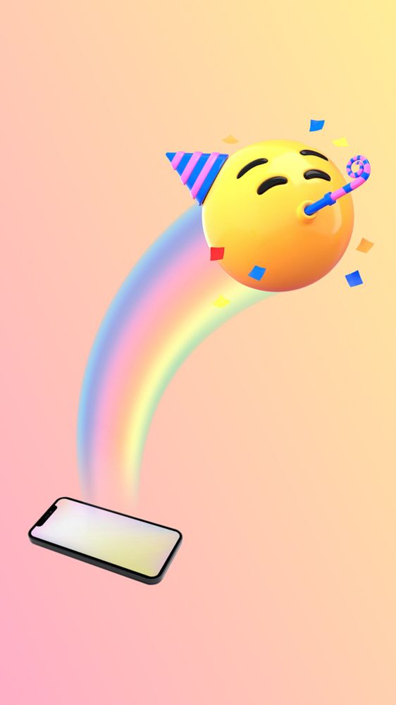 3D party emoticon iPhone wallpaper, editable celebration illustration