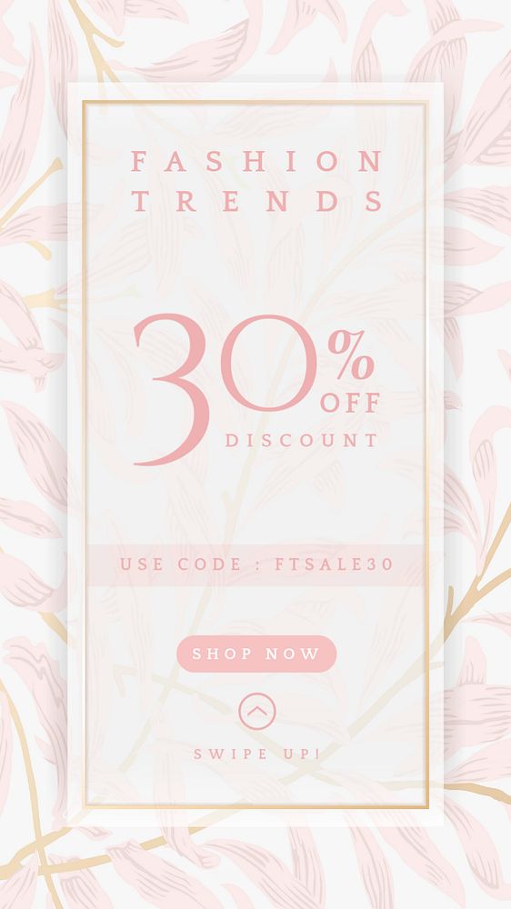 Fashion sale Instagram story template, pink editable design