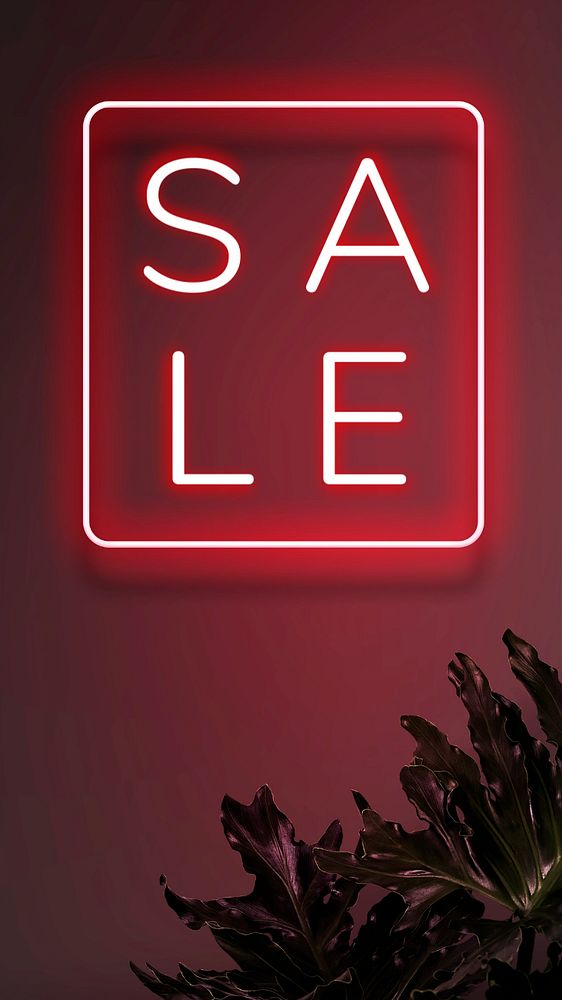 Neon sale Instagram story template, red editable design