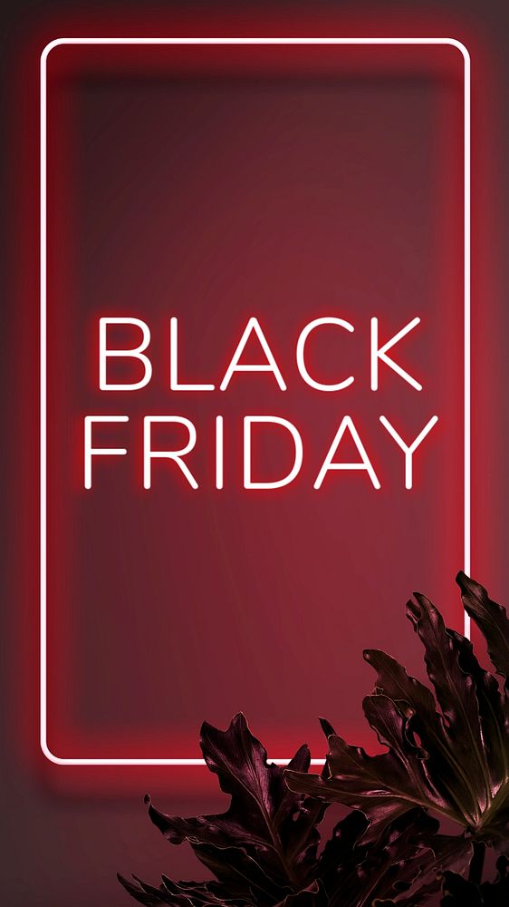 Black Friday Instagram story template, red neon editable design