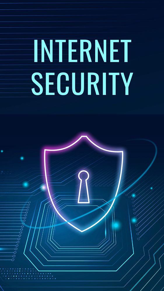 Neon shield Facebook story template, editable cyber security design