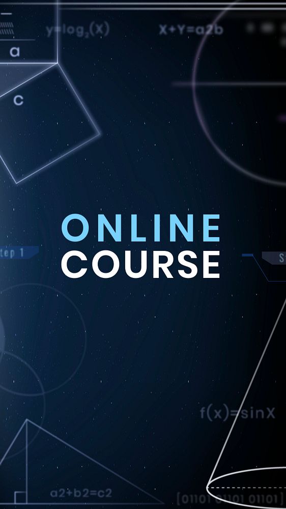 Online course Facebook story template, editable dark blue design