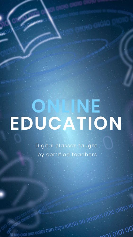 Online education Facebook story template, editable dark blue design