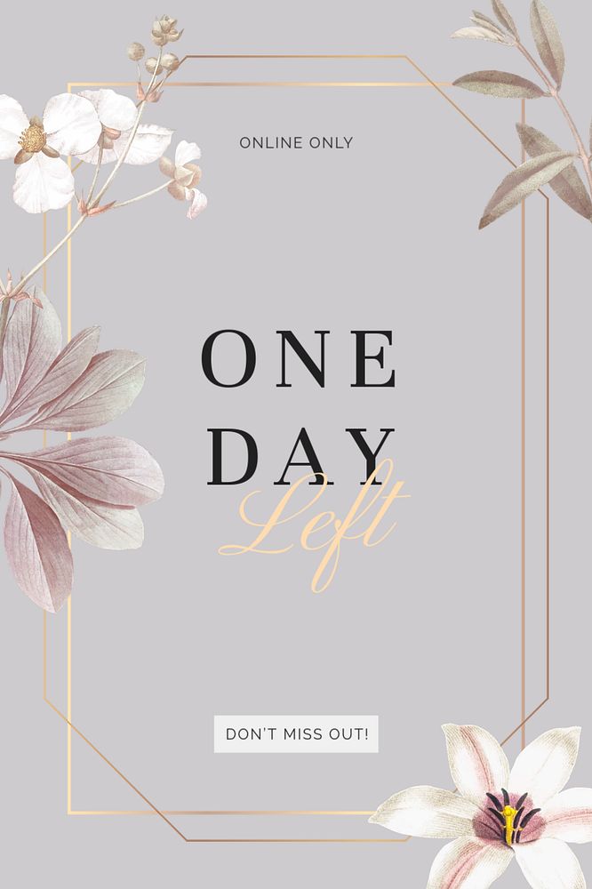 Floral promotion Pinterest pin template, gray editable design