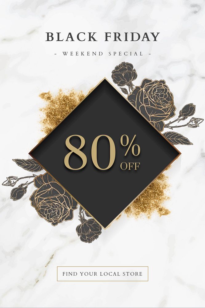 Black Friday Pinterest pin template, marble editable design