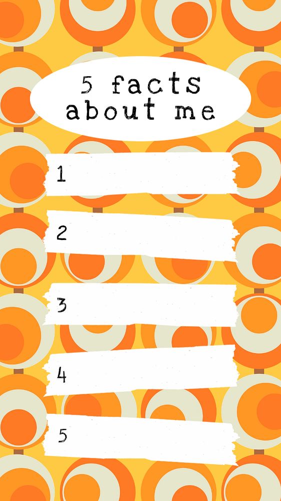 Retro Instagram story quiz template, editable 5 facts about me  design