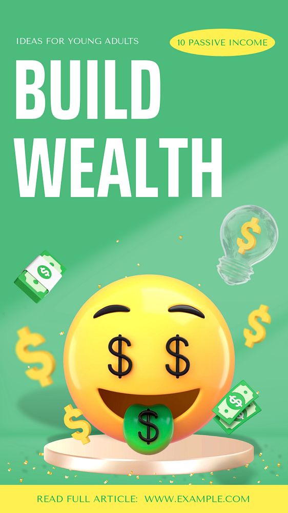 Build wealth Instagram story template, editable design