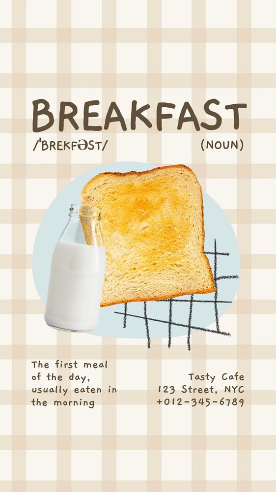 Breakfast aesthetic Instagram story template, editable design