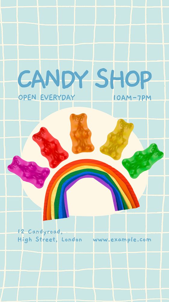 Candy shop Instagram story template, editable design