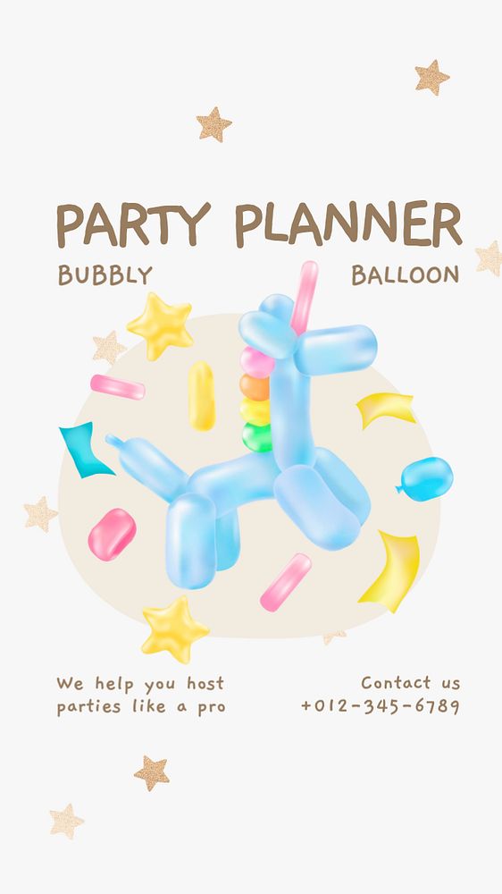 Party planner Instagram story template, editable design