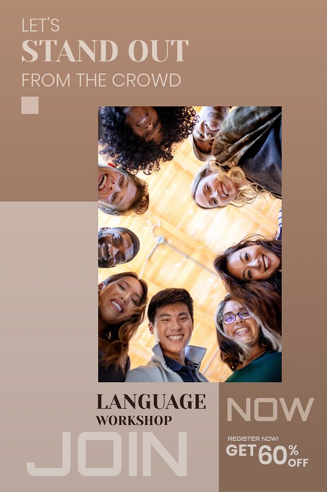 Diverse people editable poster template