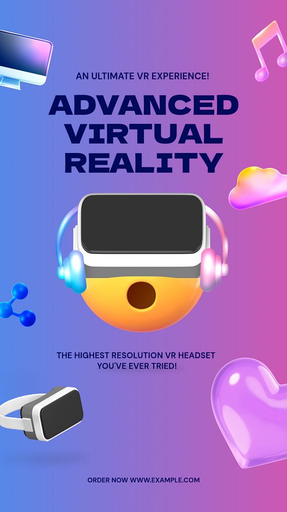 Virtual reality Instagram story template, editable design