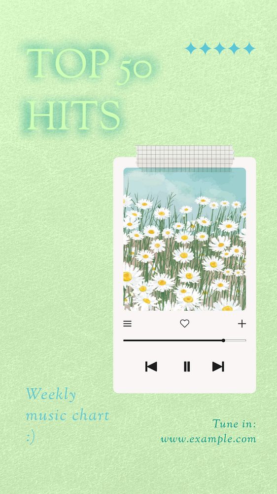 Music playlist Instagram story template, editable design