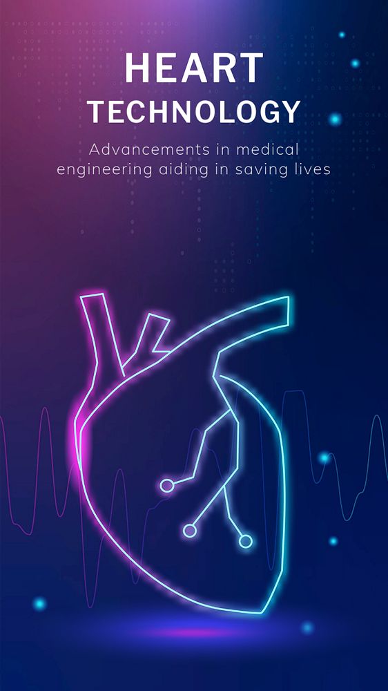 Heart healthcare Facebook story template, editable medical technology design