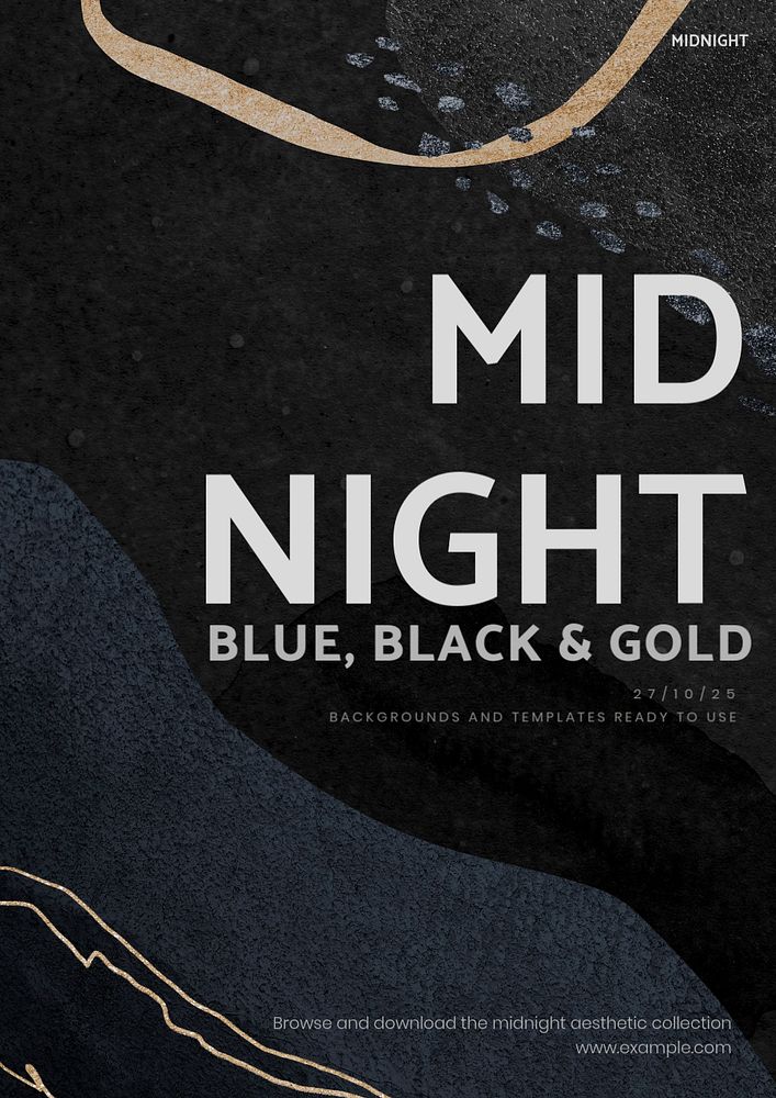 Dark midnight poster template, editable design