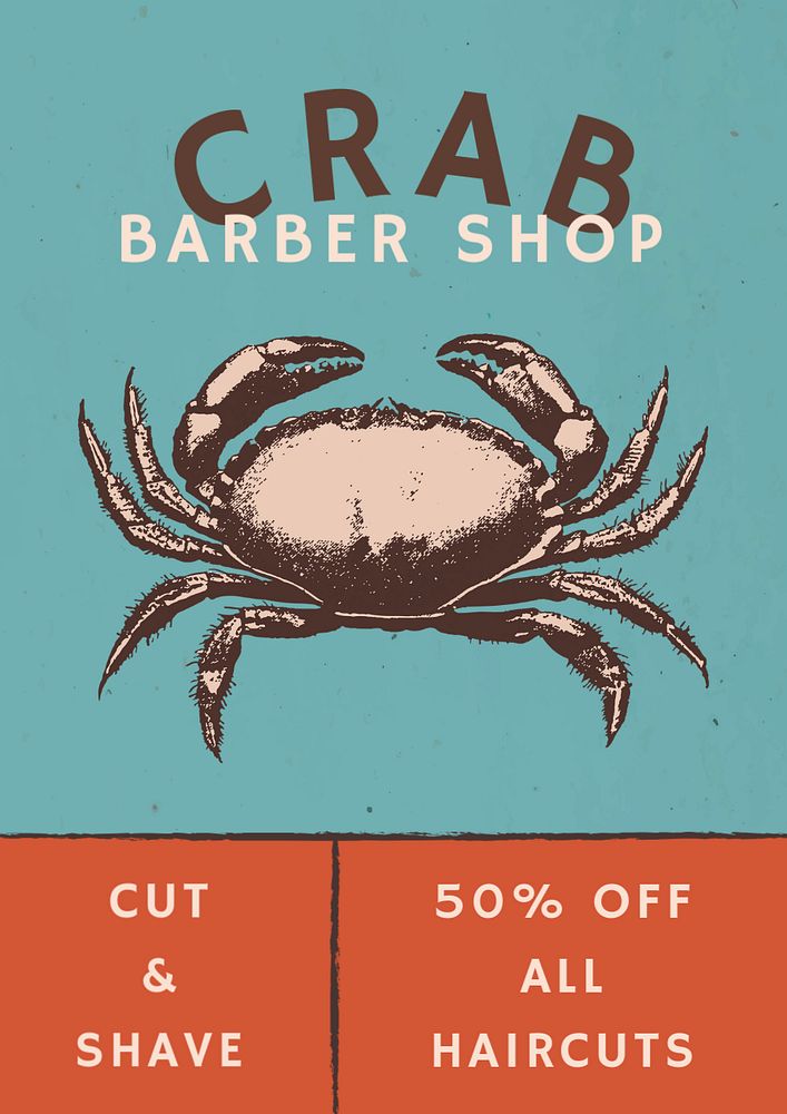 Retro barber shop poster template, editable design