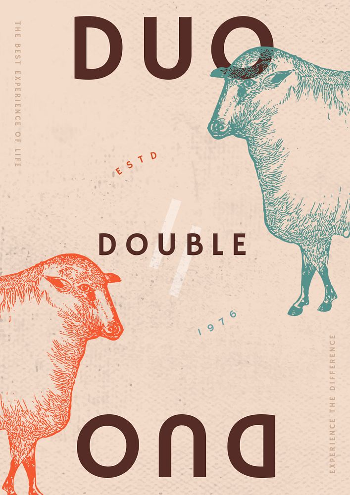 Retro editable poster  template, sheep design 