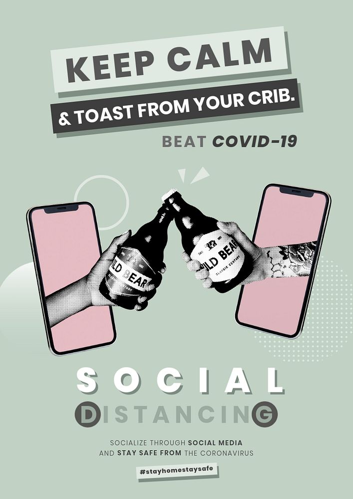 Social distancing editable poster template