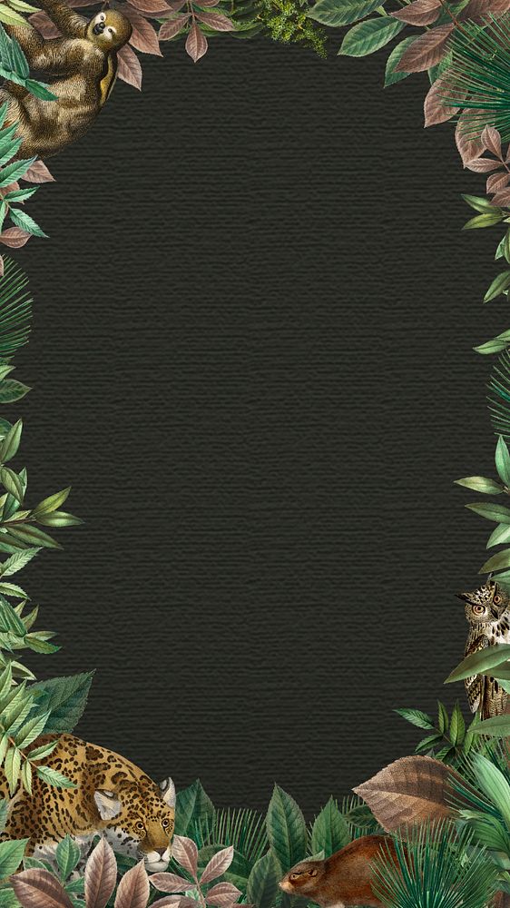 Exotic jungle frame iPhone wallpaper, editable design