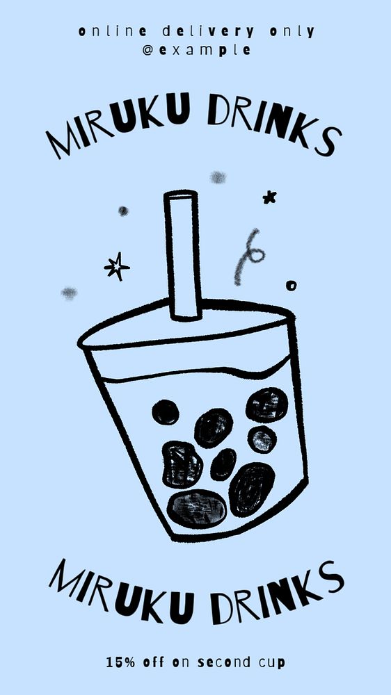 Boba tea Instagram story template, editable design