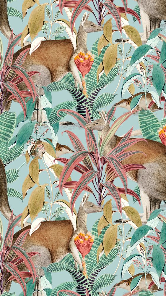 Exotic jungle pattern mobile wallpaper, editable design