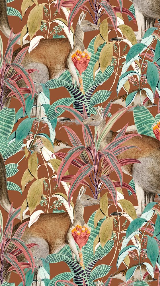 Exotic jungle pattern mobile wallpaper, editable design