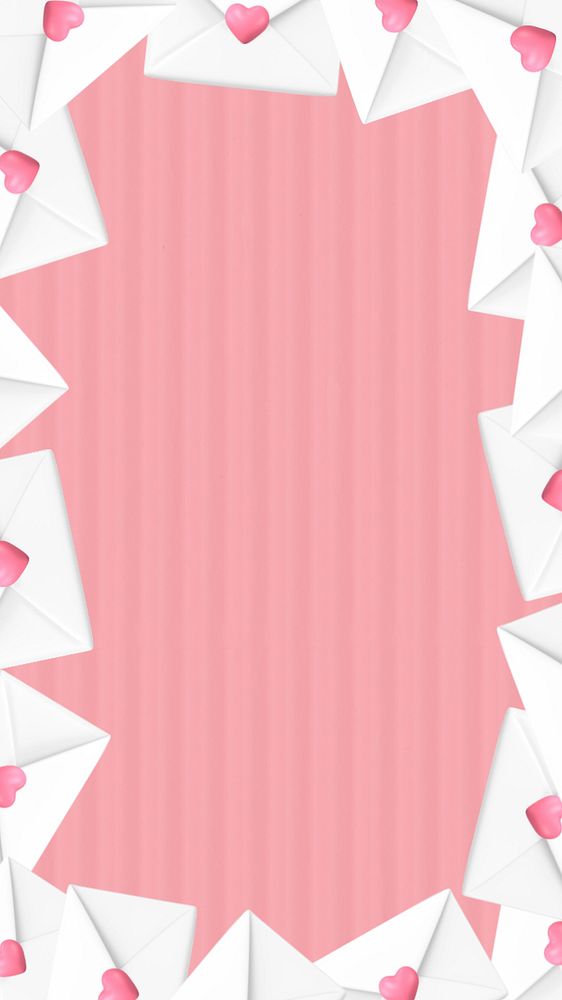 Love letter frame mobile wallpaper, pink aesthetic background, editable design