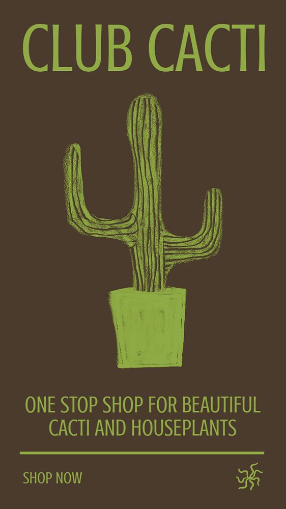 Cactus doodle Instagram story template, editable design