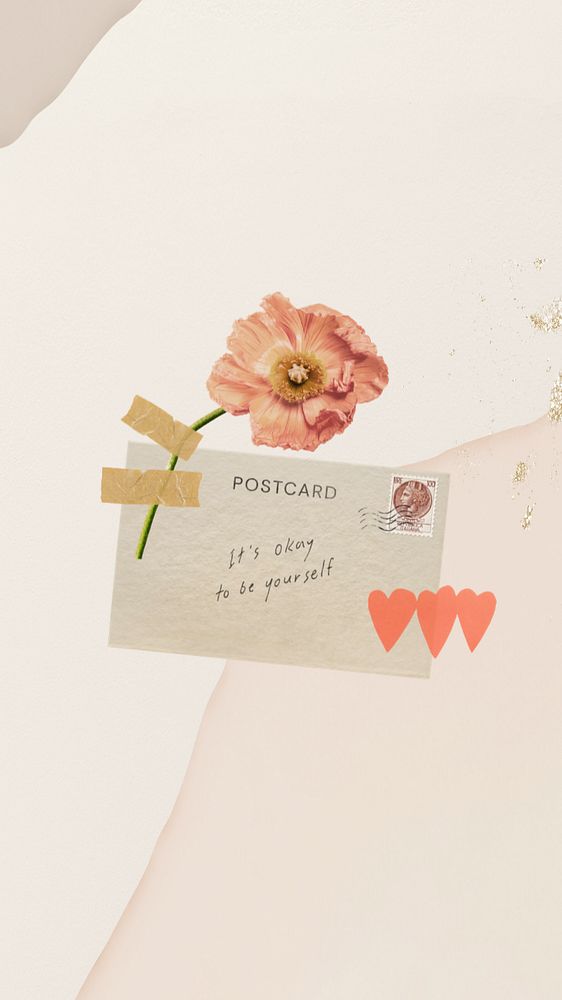 Flower post card mobile wallpaper, love letter background, editable design