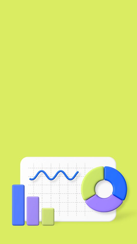 Statistics & graphs iPhone wallpaper, editable 3D graphics & background 